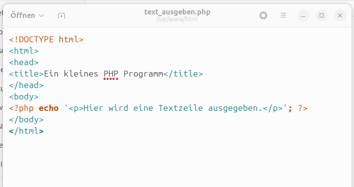 PHP-Code im Texteditor